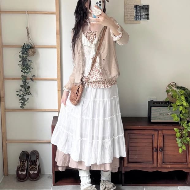 코코모리 빈티지 모리걸 일본 세트 피드 모리룩