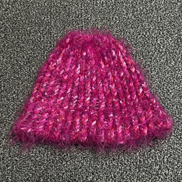 핫핑크 앙고라 비니