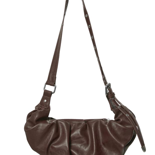 Draped Leather Bag (Brown)