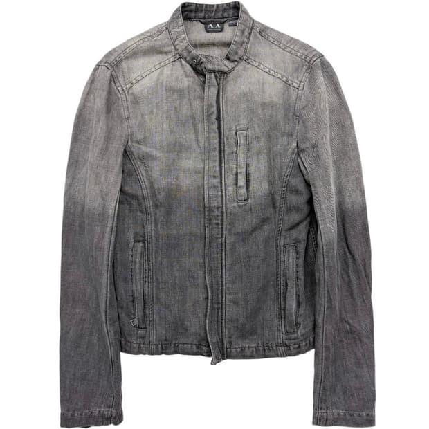 아르마니 투톤 그라데이션 데님 바이커 자켓