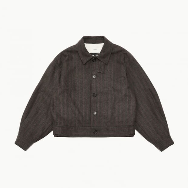 아모멘토 크롭 울 자켓 브라운 스트라이프 L