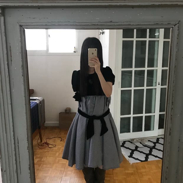 vintage velvet ribbon one-piece