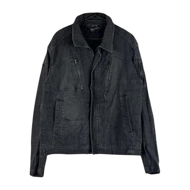 Black Biker Zipped Denim Jacket