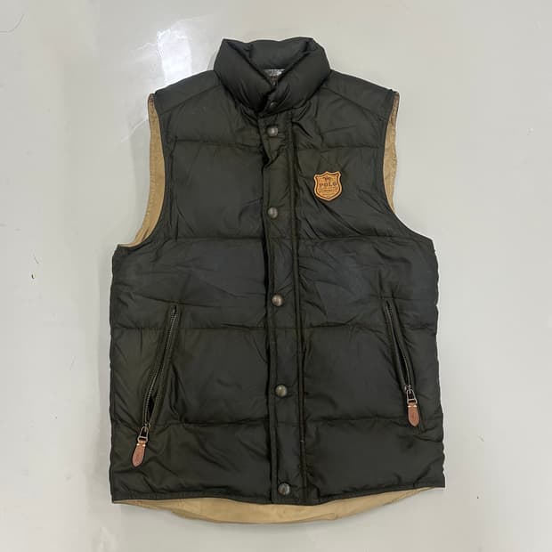 00’s 폴로랄프로렌 레더 패치 다운 패딩 베스트