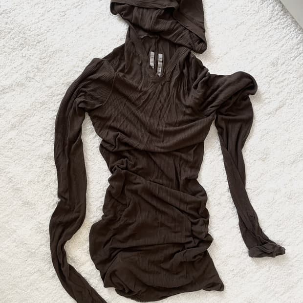 릭오웬스 후디 리브드 롱 슬리브