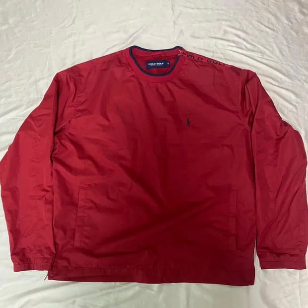빈티지 폴로 레드 트임 웜업 맨투맨