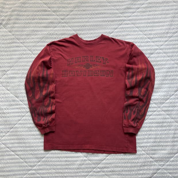 빈티지 할리데이비슨 플레임 롱슬리브 티셔츠