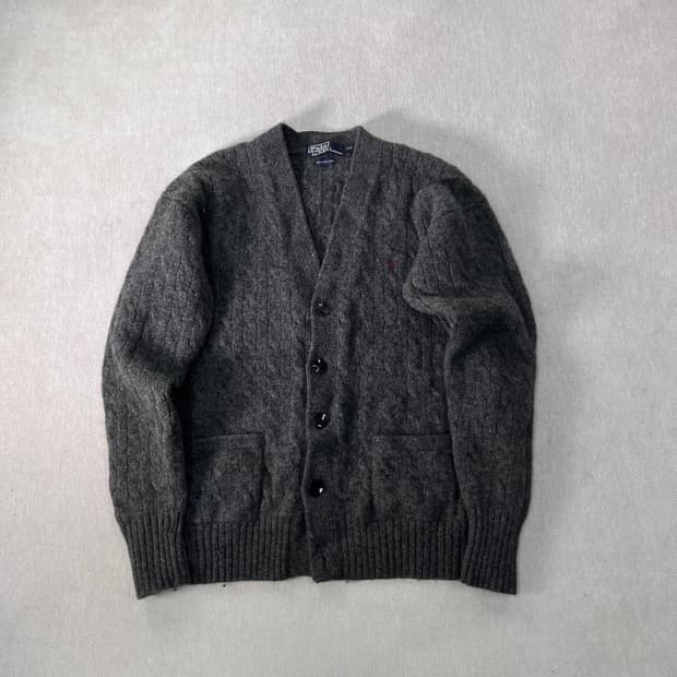 100 폴로랄프로렌 90s 램스울 그레이 가디건