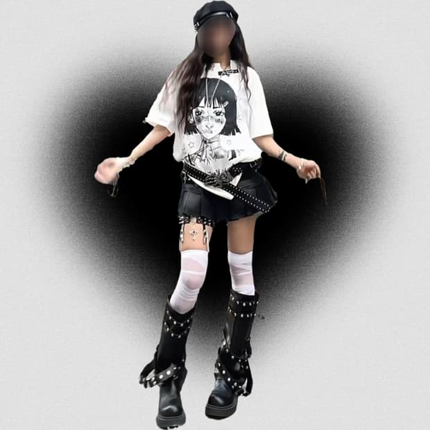 Y2K 하라주쿠 지뢰계 오타쿠 티셔츠