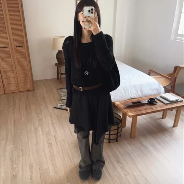 세노 언발 릴리 미디 원피스 블랙