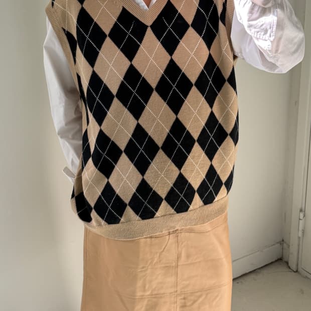 일본빈티지 아가일패턴 니트베스트