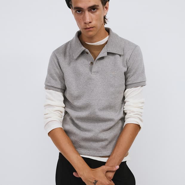 렉토 26SS 슬림핏 PK 피케 탑 카라 티셔츠 멜란지 그레이