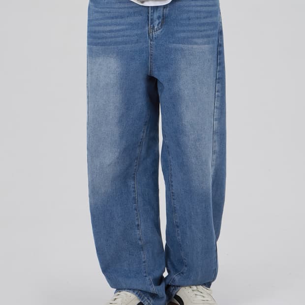 굿라이프웍스 커브 절개 와이드 데님 팬츠 미디움 인디고 m