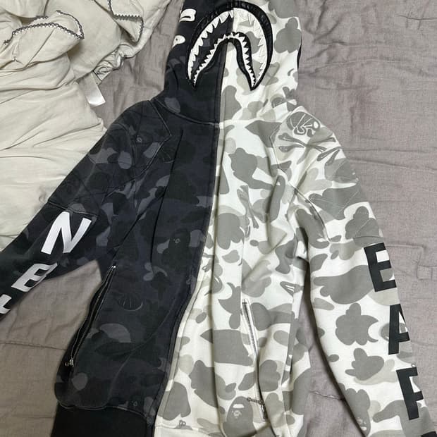 베이프 샤크 반반 후드집업