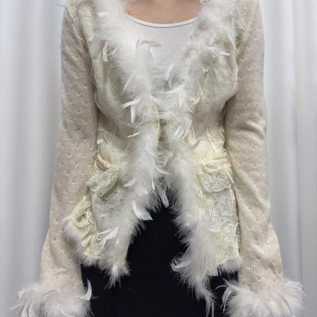 white fur fairy cardigan