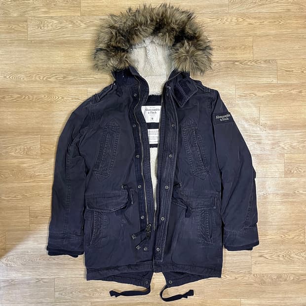 정품) 아베크롬비 프리미엄 아우터 쉐르파 양털 후드퍼 야상 패딩/ 105