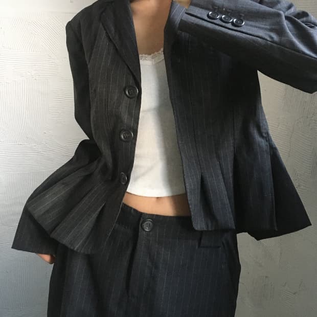 Moschino 모스키노 07FW 차콜 핀스트라이프 셋업