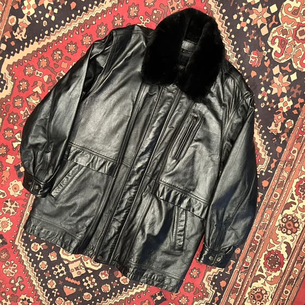 ( L-XL ) 가죽코트 가죽카코트 레더자켓 빈티지가죽 바이커자켓