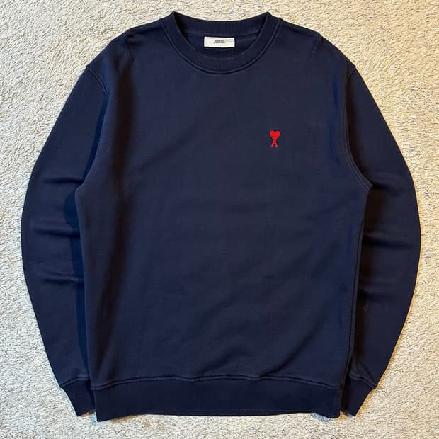 매장판) 21SS 아미 AMI 스몰 하트로고 맨투맨 네이비