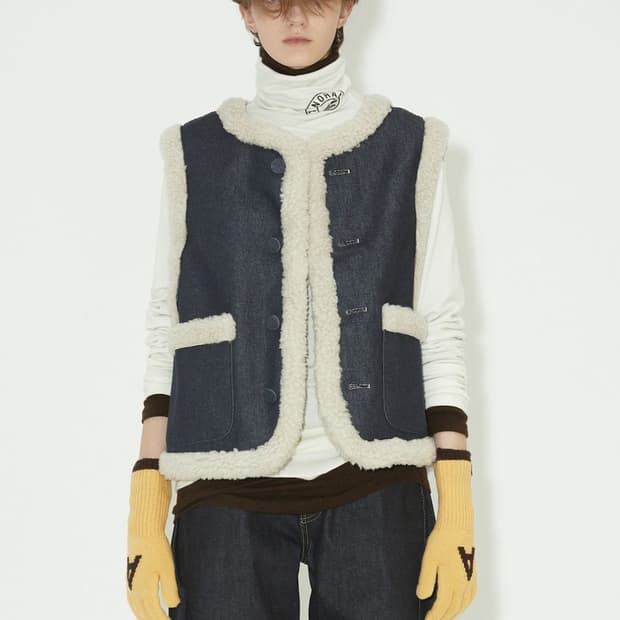 노앙 데님 무통 베스트 인디고