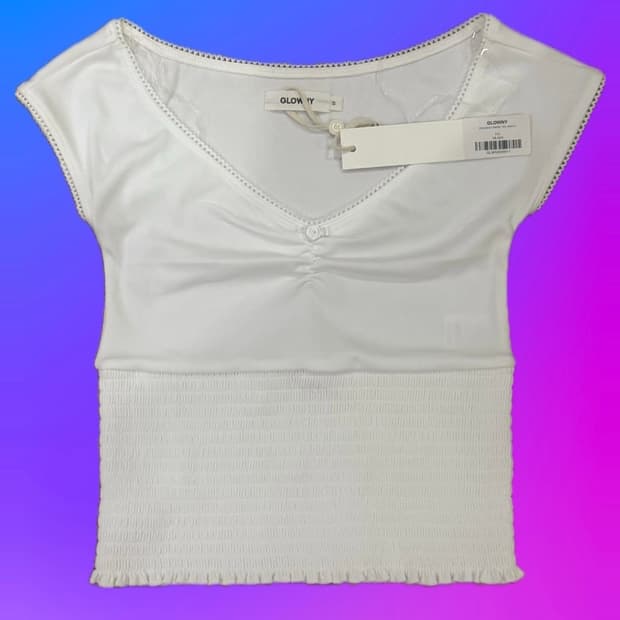 글로니 Glowny peekaboo smoke tee (white) 