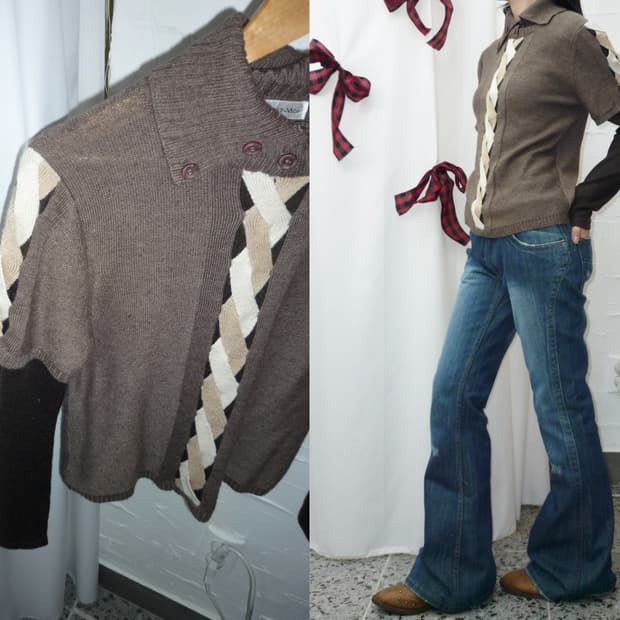 soft brown layerd knit