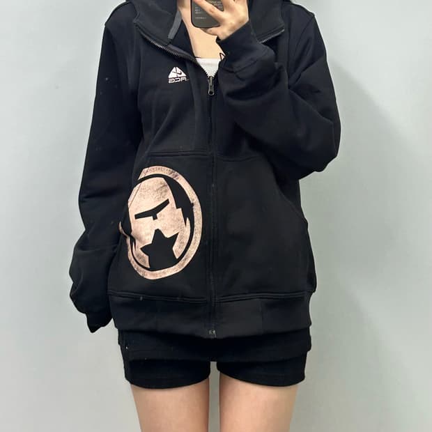 Acg 자수로고 블랙 후드집업