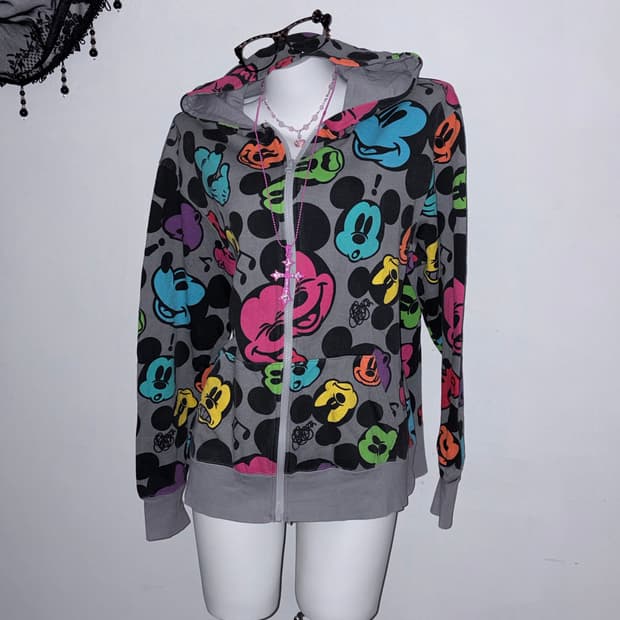 하라주쿠 팝갸루 디즈니 무지개 후드 후드집업 아방핏 키치갸루