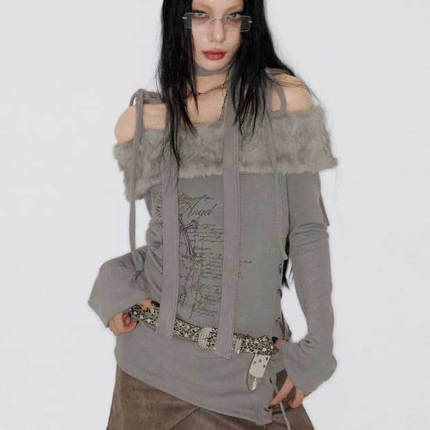 낫노잉 퍼 오프숄더 탑