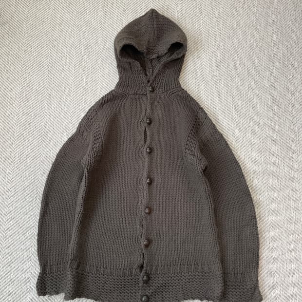 00s 마리떼 프랑소와 저버 브라운 버튼 디테일 니트 후드