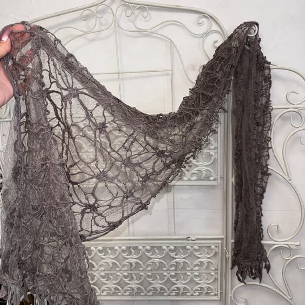 Gray grunge floral lace scarf