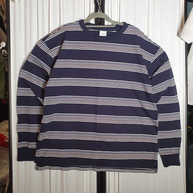 2XL 스트라이프 긴팔 티셔츠.남녀공용 2508893