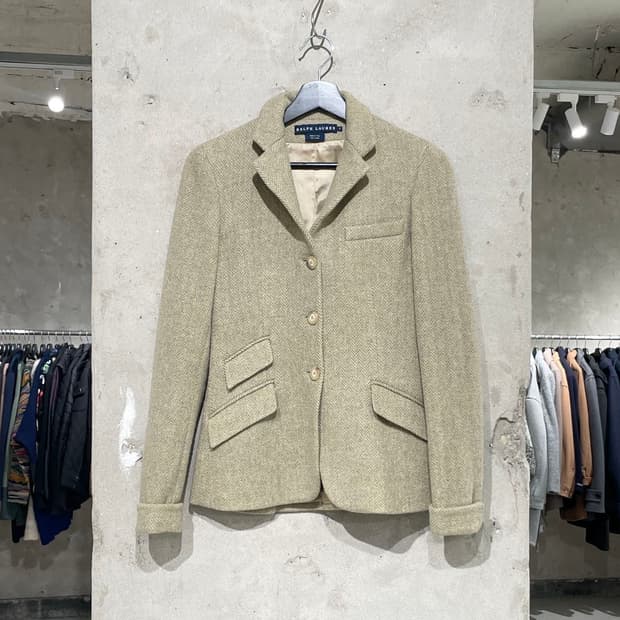  랄프 로렌 티켓 포켓 헤링본 울 자켓