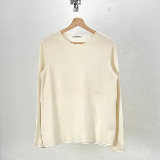 질샌더 스노우 에지 캐시미어 크루 넥 니트 스웨터