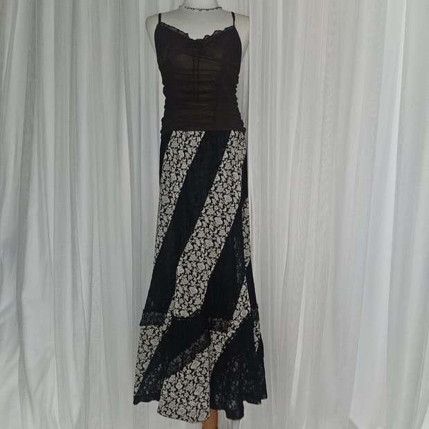 빈티지🖤 오네갸루 블랙 레이스 롱스커트