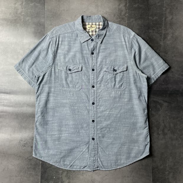 WOOLRICH 울리치 빈티지 블루 반팔 코튼 워크 셔츠 A00980