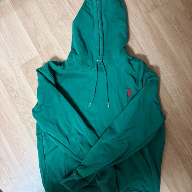 (L)아미 하트 로고 후드티 그린