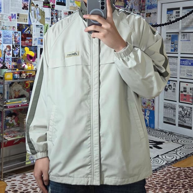 00S 아식스 카키 베이지 배색 바람막이 자켓