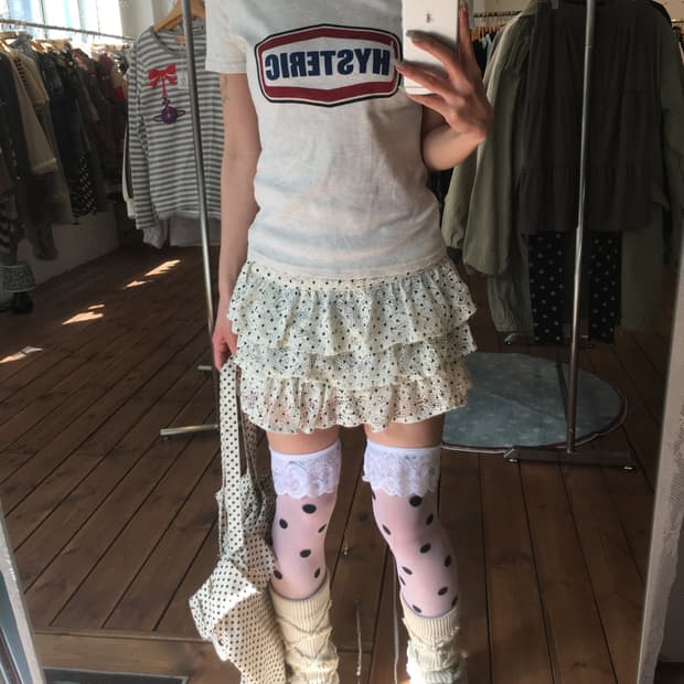 히스테릭글래머 레터링 솜사탕 글리터  반팔