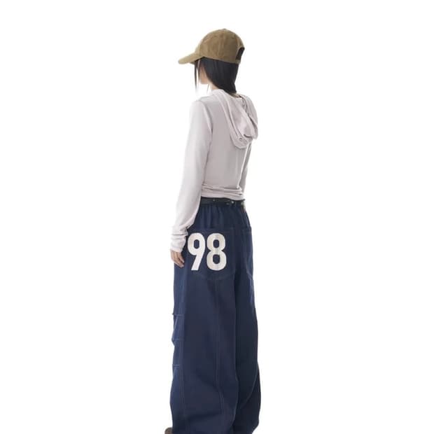 아캄 98 핀턱 데님 팬츠 네이비