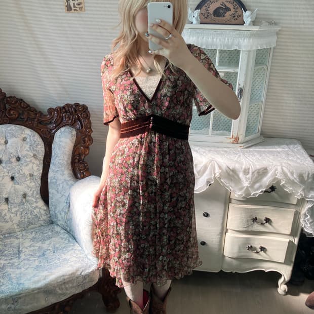 Primo Valore 앤틱 쉬폰 원피스