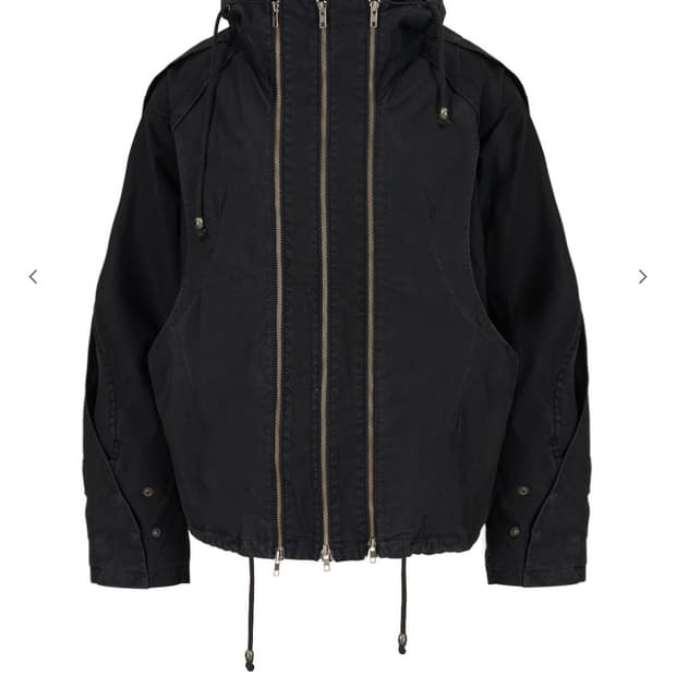 TRIPLE ZIPPER COTTON HOODED BLOUSON_BLAC