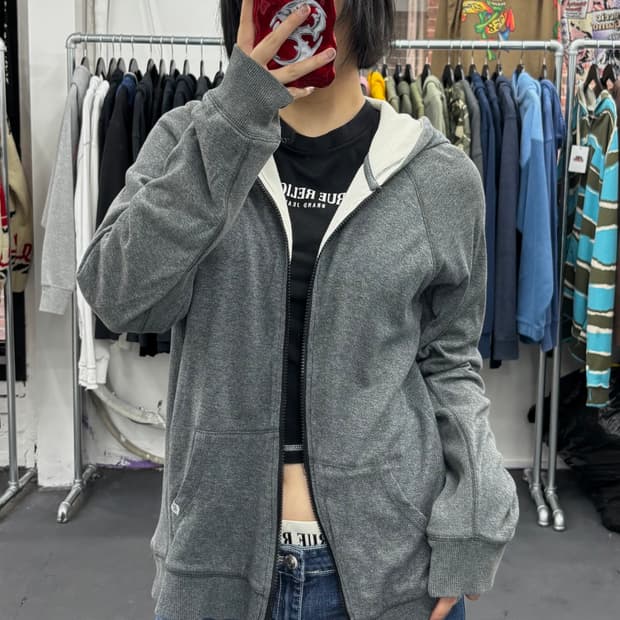 스투시 써멀 그레이 후드집업