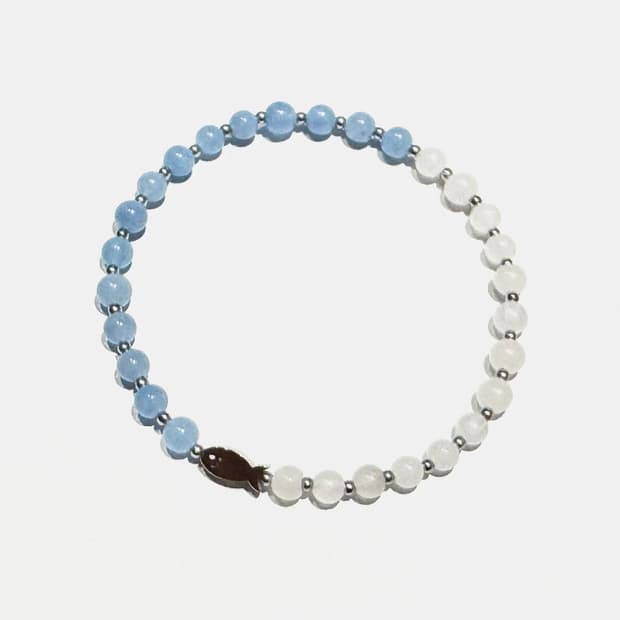 [핸드메이드] 아쿠아마린 물고기 원석팔찌