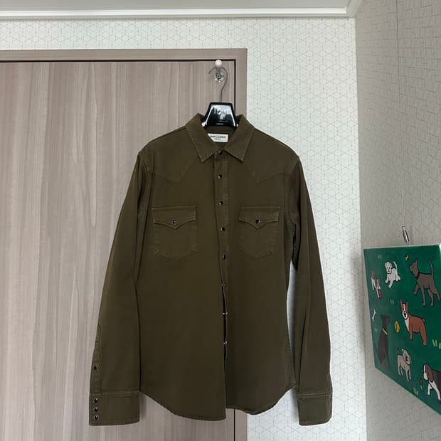 생로랑 웨스턴 셔츠 카키 XL