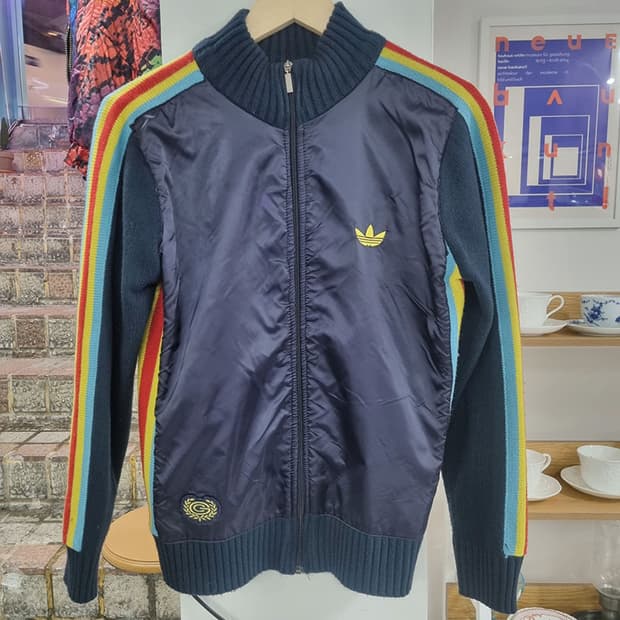 아디다스 니트 배색 집업 자켓 66