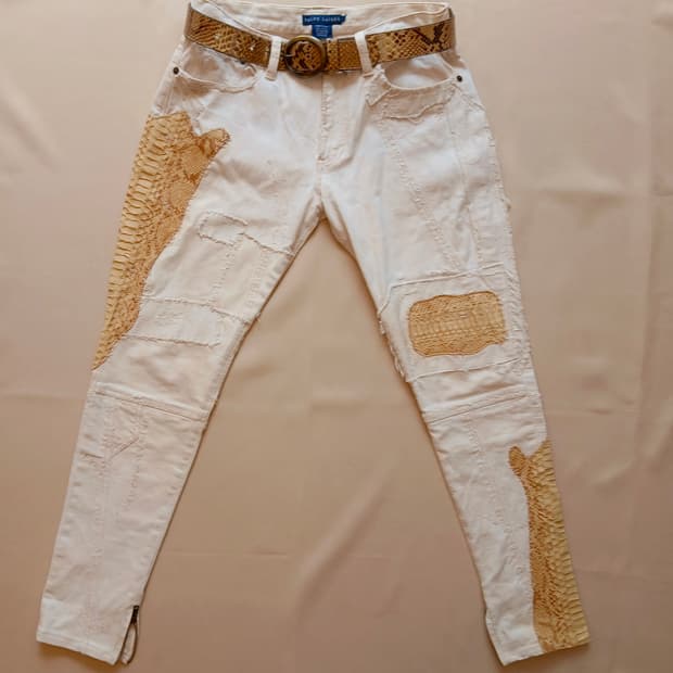 (MADE IN ITALY 벨트 풀세트) 랄프로렌 리얼 파이톤 패치워크