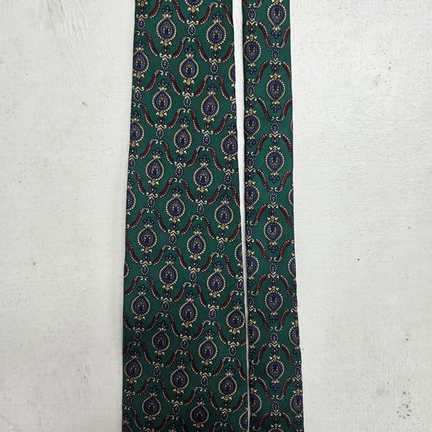 펜디 빈티지 페이즐리 패턴 실크 넥타이 그린