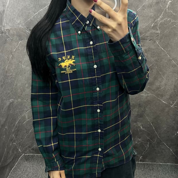 폴로 체크 긴팔 셔츠 s332