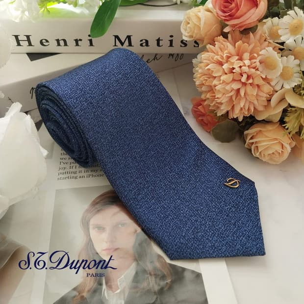 에스 티 듀퐁 실크 블루 솔리드 넥타이 8.1cm A+등급 K1717
